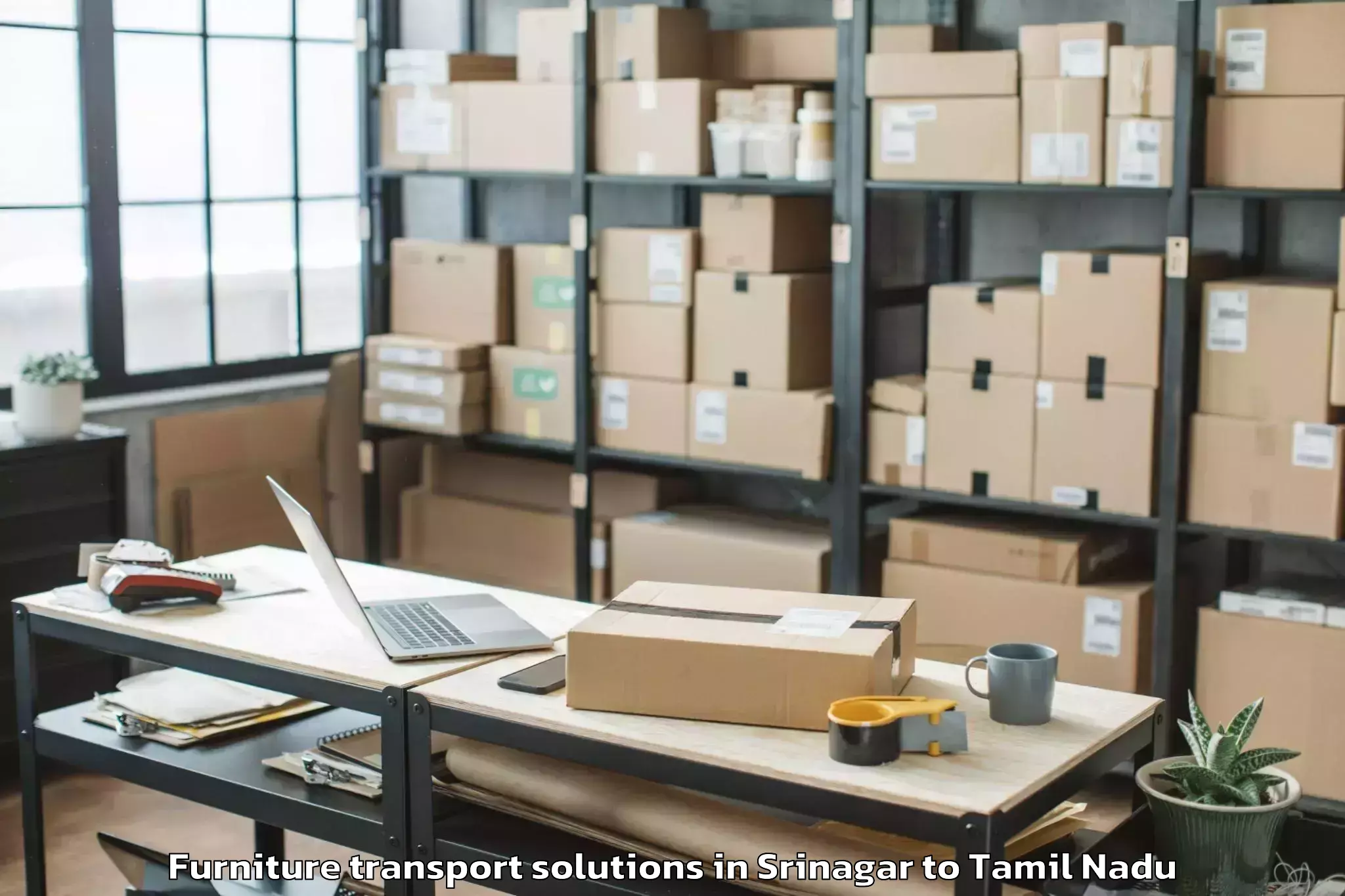 Expert Srinagar to Vettavalam Furniture Transport Solutions